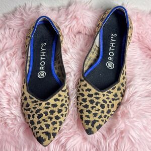 Rothy's The Point Flats Leopard Print Retired Sz 9 Knit Slip On Sustainable EUC